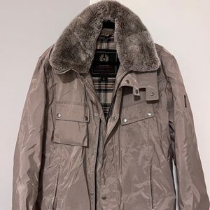 Belstaff Tan Jacket with Fur Collar